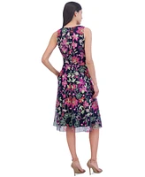 Jessica Howard Petite Embroidered-Floral Sleeveless Fit & Flare Dress