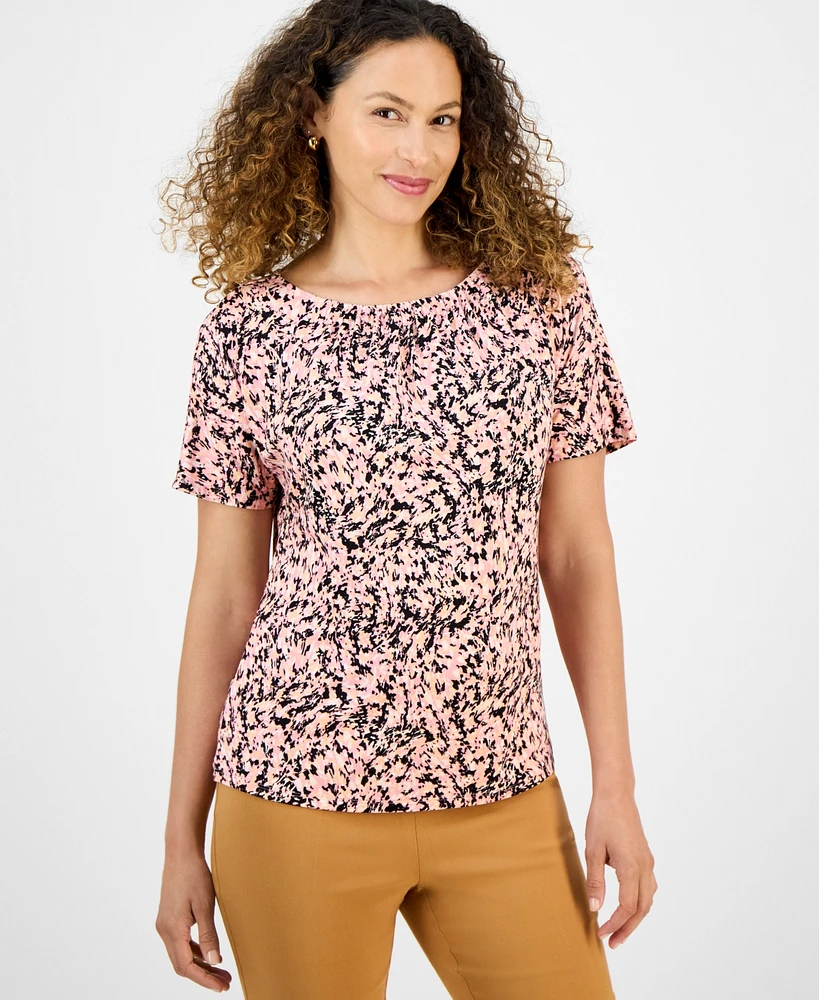 Jm Collection Petite Abigail Abstract-Print Top, Exclusively at Macy's