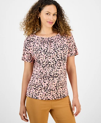Jm Collection Petite Abigail Abstract-Print Top, Exclusively at Macy's