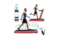 4.75HP 2 In 1 Folding Treadmill with Remote App Control-Red