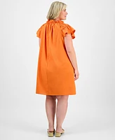 Robbie Bee Plus Flutter-Sleeve A-Line Dress