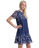 Dkny Women's Printed Flutter-Sleeve Mini Dress