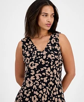 Robbie Bee Petite Animal-Print V-Neck Sleeveless Dress