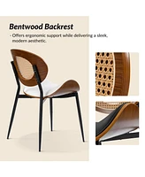 Ema Modern Dining Chair with Curved Wood Backrest,Set of 2