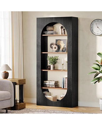 Tribesigns 5-Tier Black Arched Bookshelf, 70.87-Inch Tall Arch Bookcase with Storage, Modern Book Shelf Storage Organizer for Living Room, Home Office