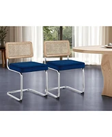 Set of Two Velvet Upholstered Dining Side Chairs with Stylish Design