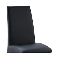 Set of Two Faux Leather Dining Side Chairs with Cushioned Seat and Back