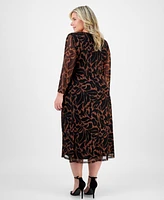 Connected Plus Printed Surplice Side-Tie Dress