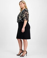 Connected Plus Printed Bodice Sheath Dress