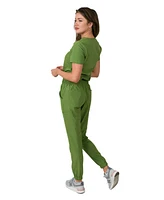 Medgear Women's Olivia 4 Pocket Top Gathered Jogger Pants Set