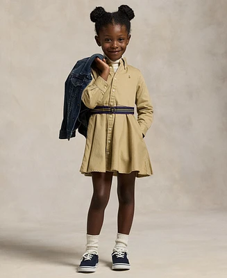 Polo Ralph Lauren Toddler and Little Girls Belted Chino Cotton Shirtdress