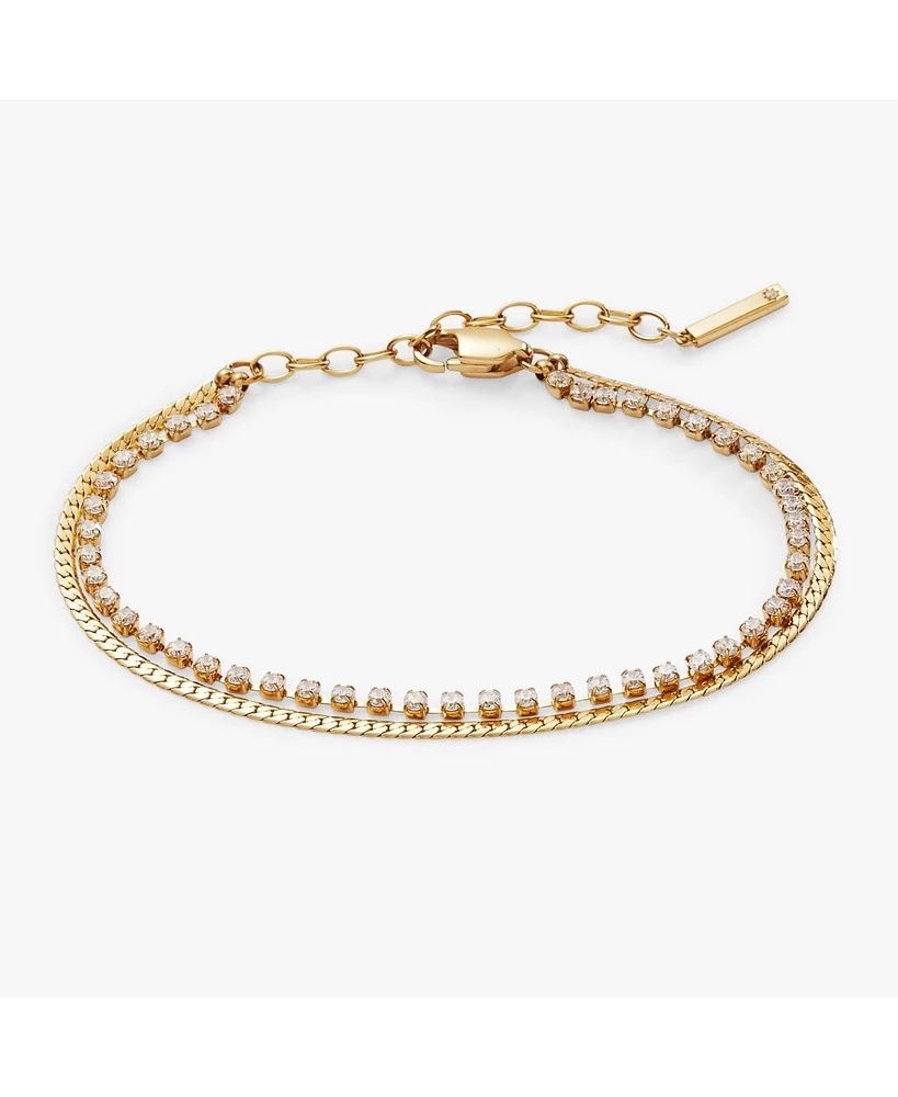 2 Row Crystal Tennis Chain Adjustable Bracelet
