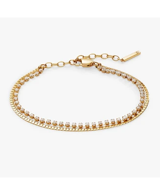2 Row Crystal Tennis Chain Adjustable Bracelet