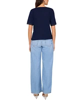 Vince Camuto Women's Cotton V-Neck Crochet-Trim Top