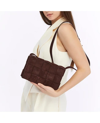 Women's Woven Suede Shoulder Bag