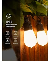 Lepro ZB1 Ai Smart Outdoor String Lights App Control,100(88+12)ft Rgb+Ic+Warm White Outdoor Lights 15 Led Bulbs, Alexa Google Enabled, No Remote