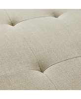 Upholstered Storage Bench with Tufted Split Top and Solid Wood Legs for Entryway or Bedroom-The Pop Home