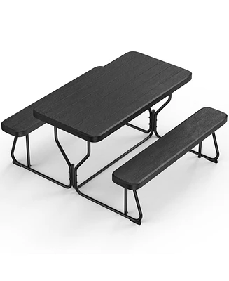 4.5ft Picnic Table with 2 Benches Heavy-Duty Table for 4-6 Person