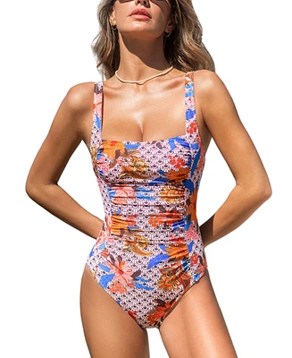 Cupshe Women's Vibrant Floral One-Piece Swimsuit