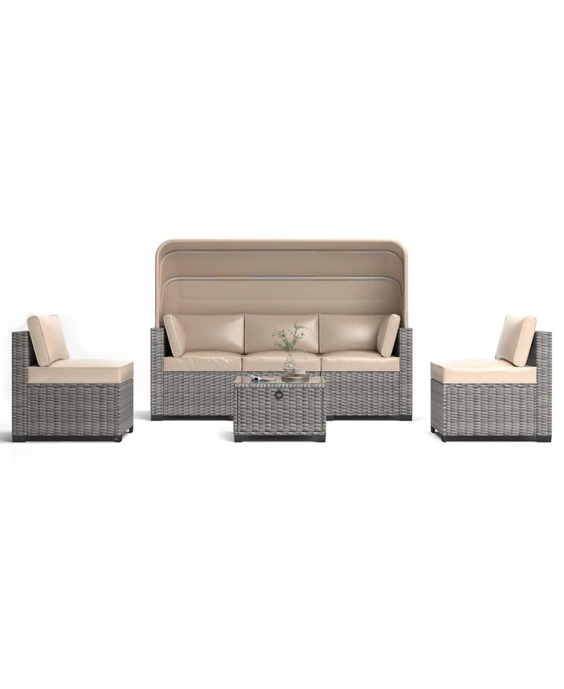Mondawe 6 Pieces Patio Furniture Sets for Garden Poolside Backyard-3