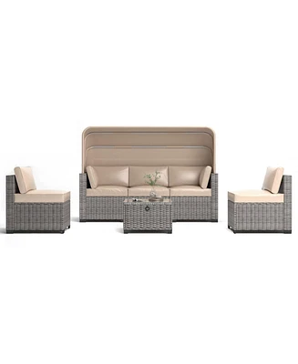 Mondawe 6 Pieces Patio Furniture Sets for Garden Poolside Backyard-3