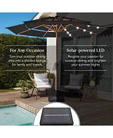 Best Choice Products Woodgrain Pattern 10ft 3-Tier Solar Patio Umbrella w/ 24 Led Lights