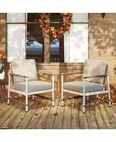 2 Pcs Patio Sofa Set with Thick Cushions Modern Bistro Set for Poolside