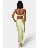 Bebe Women's Open Back Cut Out Midi Slip Dress