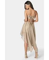 Bebe Women's Dolce Pleat Sharkbite Maxi with Tie Back