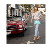 Susu Leather Clutch Bag Turquoise Evening Purse Unique Women's Handbag