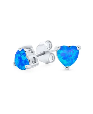 Bling Jewelry Romantic Petite Heart Shaped Opal Stud Earrings, Rose Gold Sterling Silver, 5MM