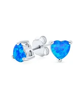 Bling Jewelry Romantic Petite Heart Shaped Opal Stud Earrings, Rose Gold Sterling Silver, 5MM