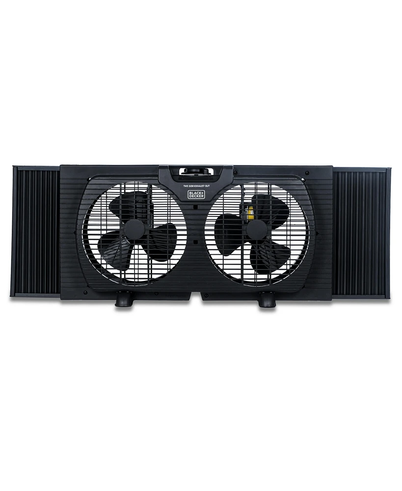 Black+Decker 9" Dual Window Fan for Window Screen with 2 Speed Settings, Twin Window Fan, Black