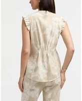 Ellen Tracy Women's Flutter Sleeve Top with Gathered Back