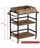 3-Tier Kitchen Cart Rolling Bar Cart Microwave Stand