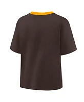 Fanatics Women's Brown/Graphite San Diego Padres Oversized Race To Win V-Neck T-Shirt