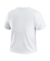 Wear By Erin Andrews Women's White Atlanta Braves Distressed Cropped Baby T-Shirt