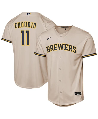 Nike Big Boys and Girls Jackson Chourio Cream Milwaukee Brewers Home Replica Player Jersey
