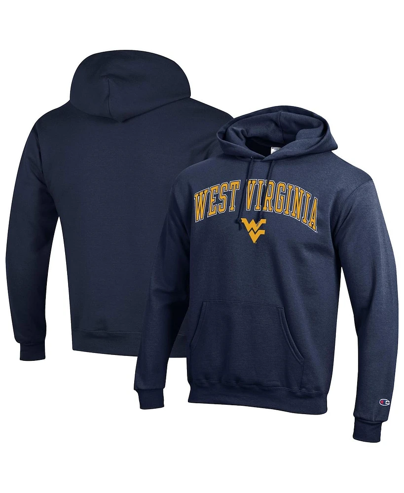 Champion Men's Navy West Virginia Mountaineers Arched Logo Fleece Pullover Hoodie
