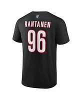 Fanatics Men's Mikko Rantanen Black Carolina Hurricanes Authentic Stack Name Number T-Shirt