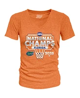 Blue 84 Women's Orange Florida Gators 2025 Ncaa Men's Basketball National Champions Bracket Tri-Blend V-Neck T-Shirt