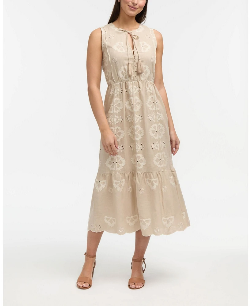 Ellen Tracy Women's Embroidered Maxi Dress