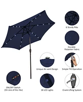 Gymax 9FT Solar Umbrella Led Patio Market Steel Tilt w/ Crank Outdoor Patio