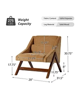 Elias Modern Accent Sloped Armrests Chair with Solid Wood Legs and A Lumbar Pillow