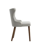 Pedro Mid-Century Modern Waterproof Button-Tufted Dining Chair with Wingback and Solid Wood Legs,Set of 2