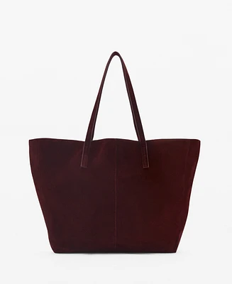 Mango Women's Suede Shopper Bag