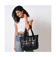 Women's Midnight Shadow Quilt Black Tote Bag