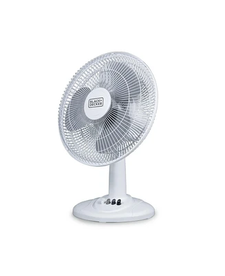 Black+Decker Desk Fan for Home and Office, 12” Fan with 3 Speed Settings, Oscillating Portable Fan for Office Desk, Table Top and Kitchen Table