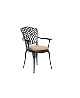 3-Piece Patio Bistro Set: Cast Aluminum Table, 2 Chairs, Umbrella Hole, Cushions (Black)