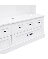 Chic 3-in-1 Entryway Bench with Lift Top Storage, Coat Rack, and 5 Hooks